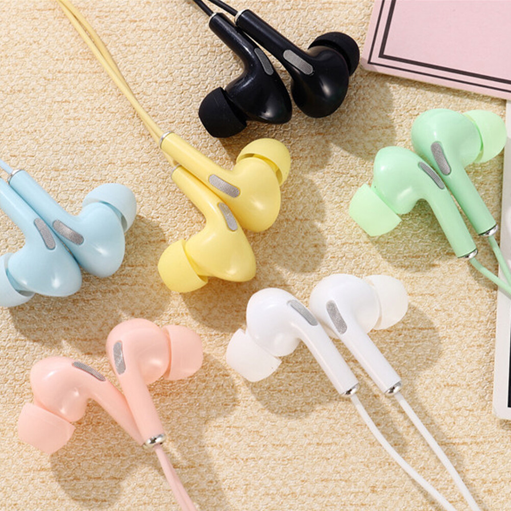 Tai Nghe Có Dây, Tai Nghe Nhét Tai Âm Trầm Có Mic, Âm Nhạc Earbuds Tai Nghe Chơi Game Âm Thanh Nổi 3.5Mm Quà Tặng Màu Macaron Năng Động