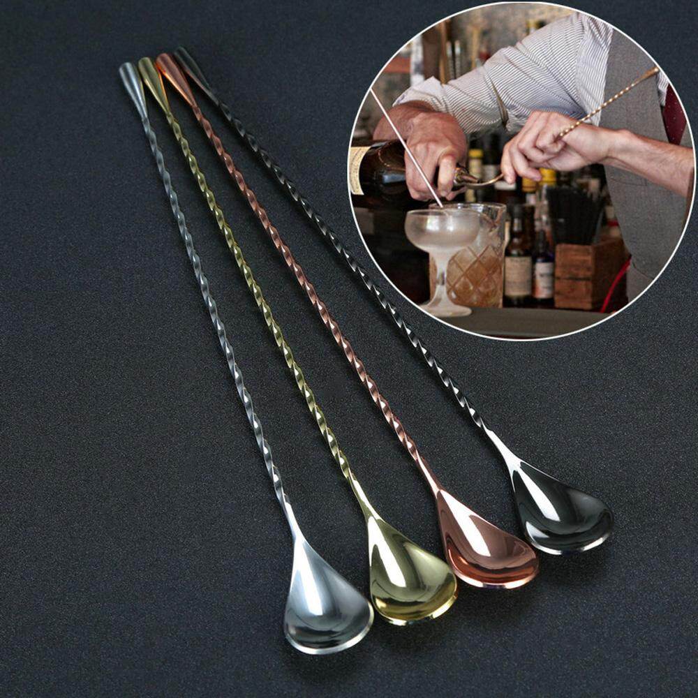 1* Spiral Stainless Steel Bar Accessories Stirring Teadrop Spoon Kitchen Supplies Cocktail Spoons Bartender Tools