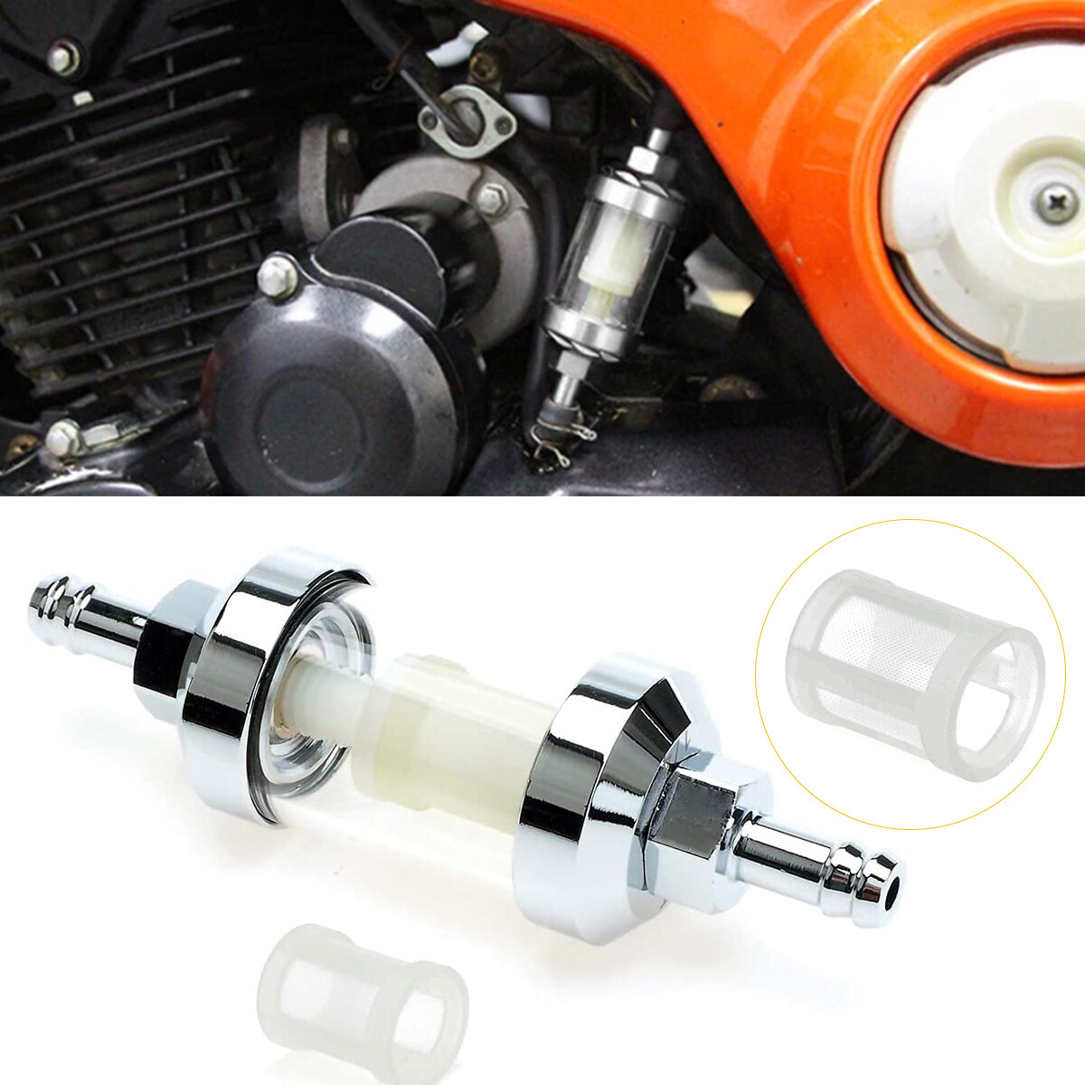 Inline Fuel Filter for Scooter Inline Fuel Filter 8mm Thread Leakproof