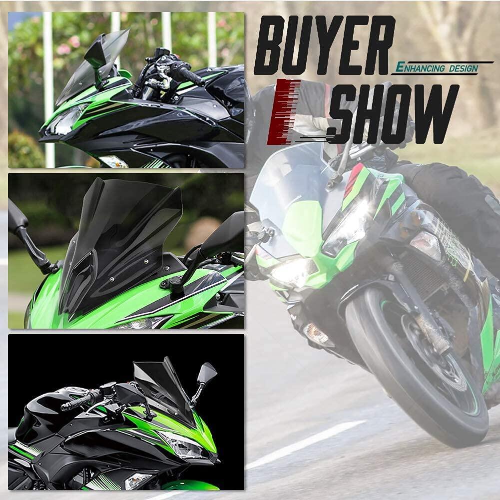 Allotmark Motorcycle Double Bubble Windshield WindScreen Screen Flyscreen Deflector For Kawasaki Ninja 650 EX650 ER6F EX 650 ER-6F 2017 2018 2019