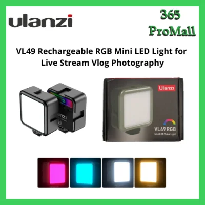 (READY STOCK) Ulanzi VL49 Rechargeable RGB Mini LED Light 2700K-9000K On Camera Fill Light for Photography Live Stream TikTok Vlog