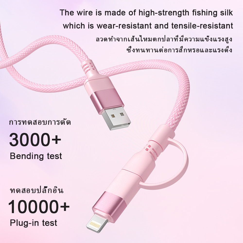 (20W/4-IN-1)100% Authentic Sanrio Hello Kitty Cable Fast Charging USB Cable Type C Lightning Cables Cinnamoroll for iPhone15 16 iOS and Android Smartphone Kuromi Pochacco SS-592