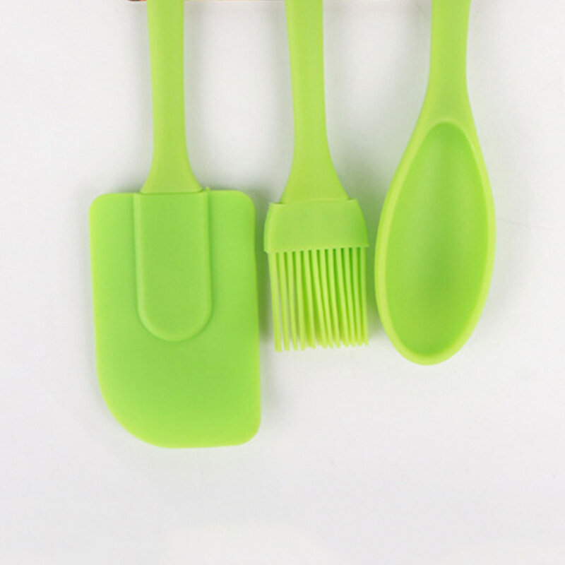 Houseeker 3Pcs High Temperature Resistance Silicone Spatula Baking Rubber Scraper Brush Baking Tools