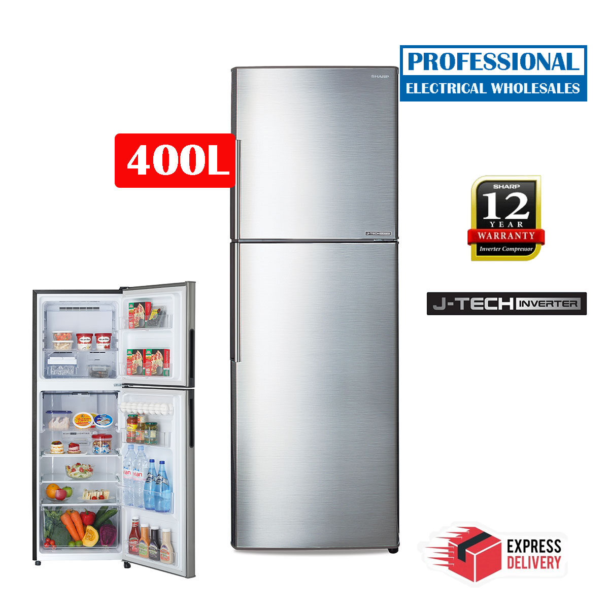 sharp 400l fridge