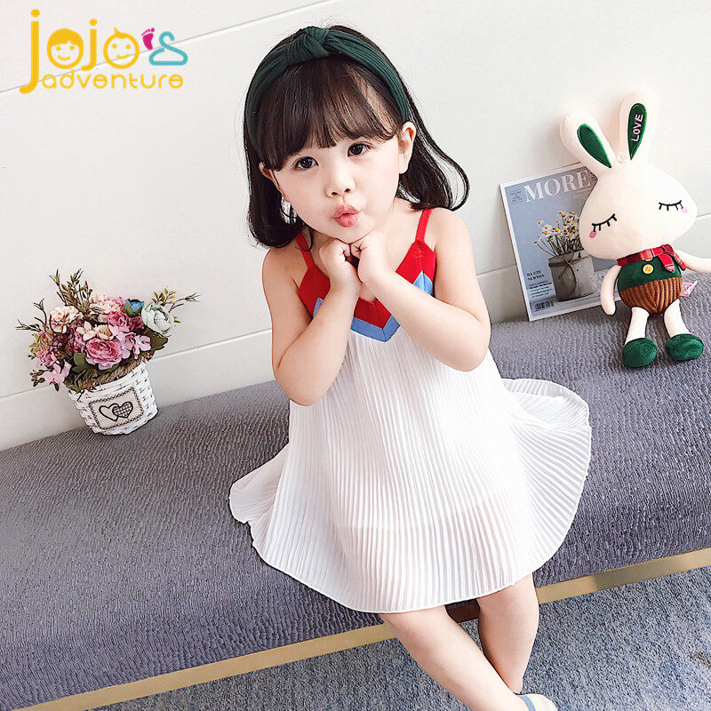 【JOJO'S ADVENTURE】Baby girl dress Summer dress Children skirt fashion Chiffon Suspenders princess Super cute Pleated 0-4 years old