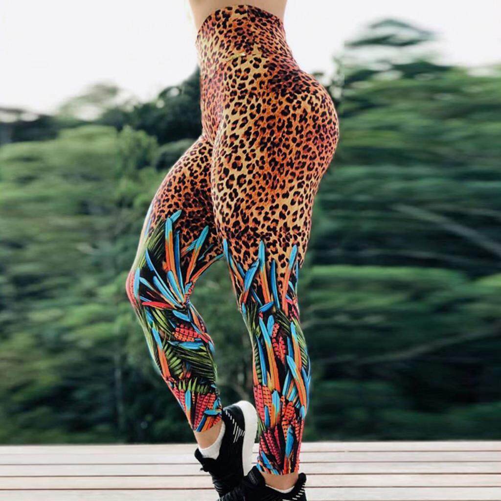 Womens Leggings Fitness Leopard Print High Waist Running Yoga Athletic Pants