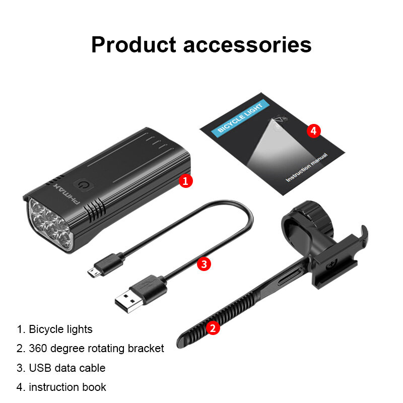 X-TIGER Đèn led chiếu sáng gắn xe đạp chống mưa 900 Lumens cổng sạc USB đèn pin xe đạp thể thao