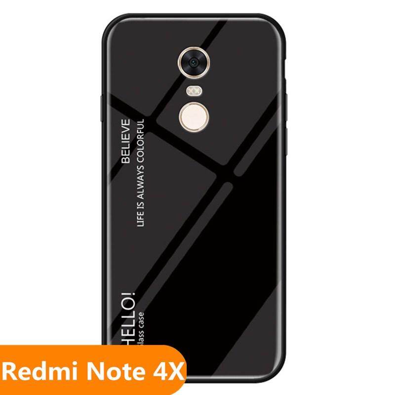 For "Xiaomi Redmi Note 4X" Gradient Tempered Glass Back Cover Protective Phone Case