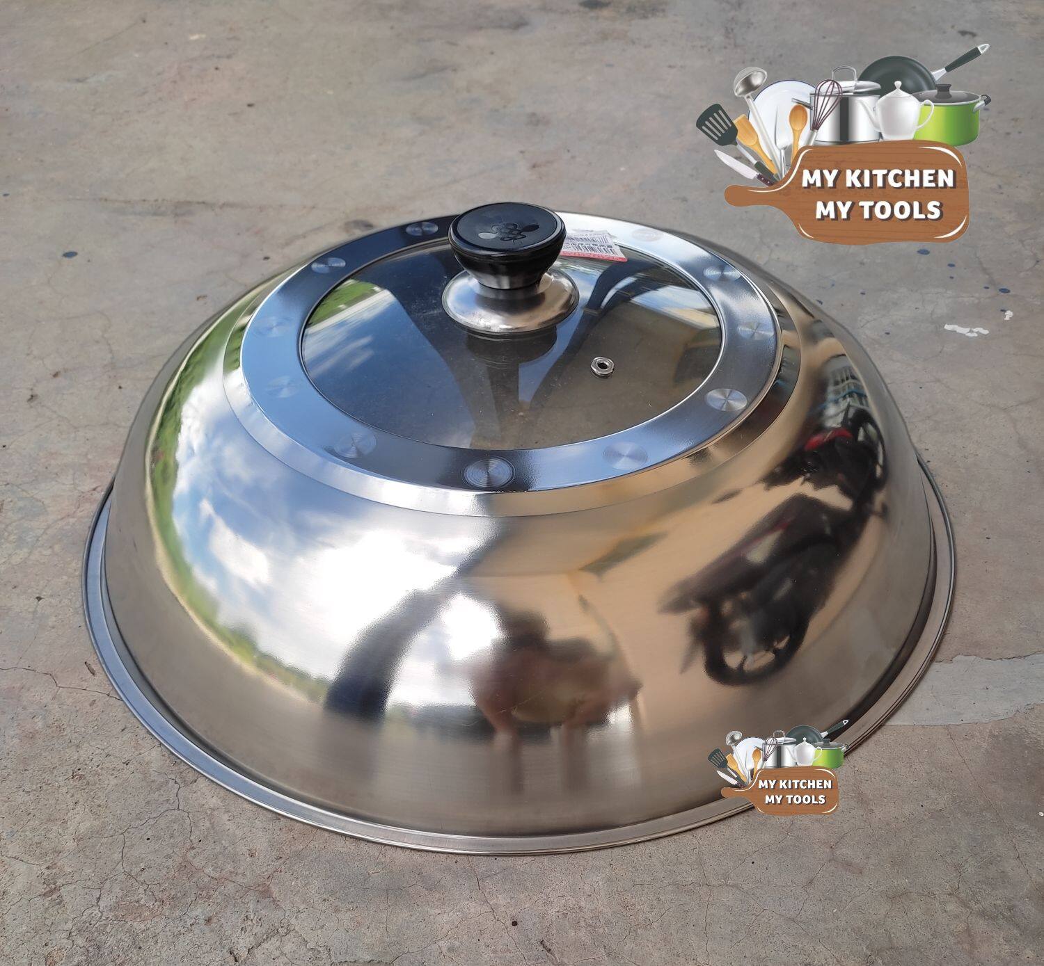Wok Cover 45cm (SUS304)( Extra Thick)//Glass For wok ,Pot, steamer
