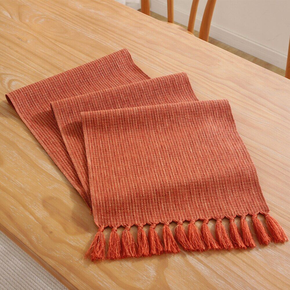 4/6/8/10 Seaters Light Luxury Style Solid Color Gold Jacquard Table Runner Modern Tassel Table Runner Black Dining Table Runners with Cotton Linen Table Cloth for Home Hotel Wedding Table Decoration