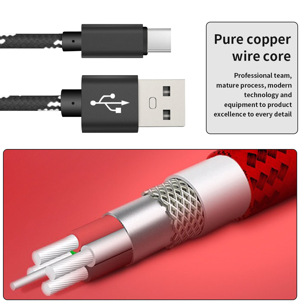 Cáp sạc Type-C Dây sạc nhanh Nylon bện dây Cáp truyền dữ liệu cáp điện thoại