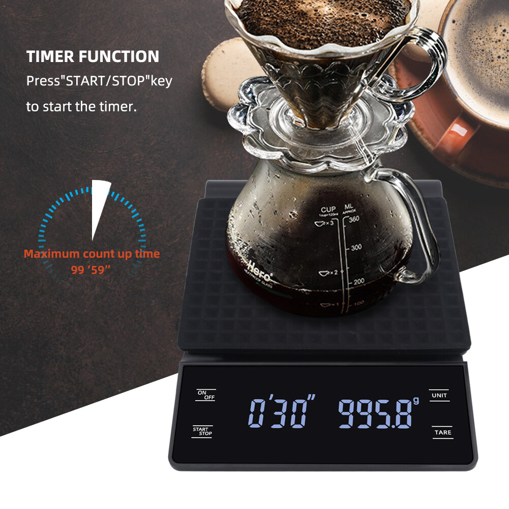 yieryi 3kg/0.1g Coffee Scale With Timer Portable Electronic Digital Kitchen Scale Baking High Precision LCD Electronic Scales