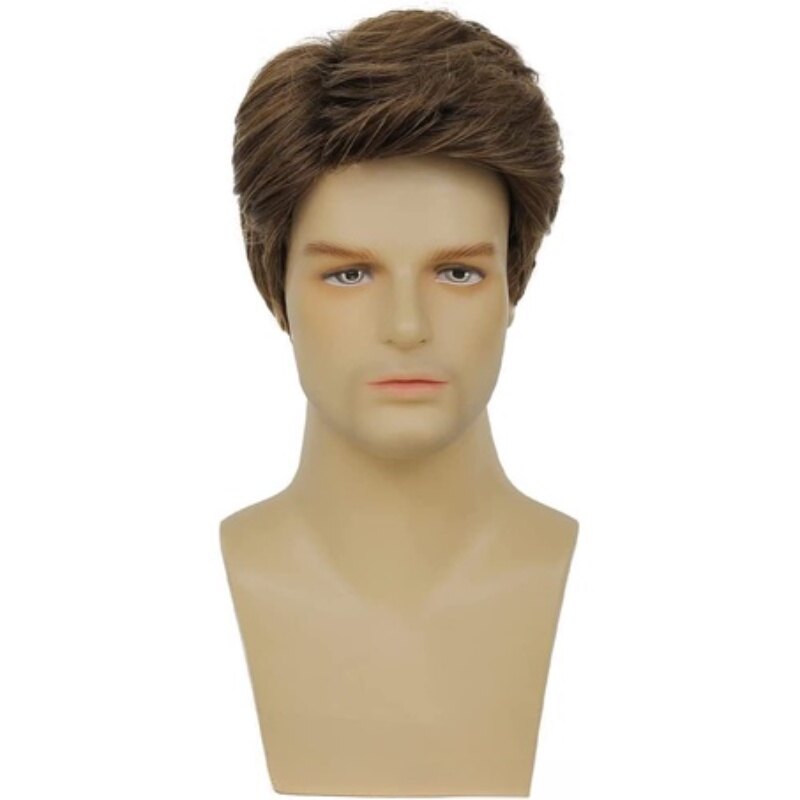 Wig Short Men's Wig Light Brown Straight Layer Loose Wig