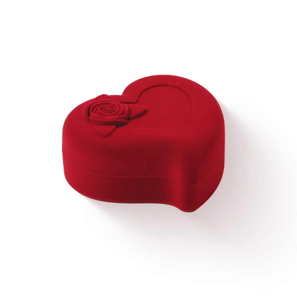 INS Red Heart Shape Velvet Ring Box Jewelry Display Box Double Ring Storage Packaging Wedding Box