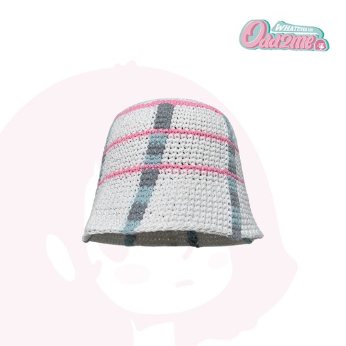 Sweet Cool Girl / Plaid Knitted Hat Women Crochet Bucket Hat Handmade Fisherman Hat