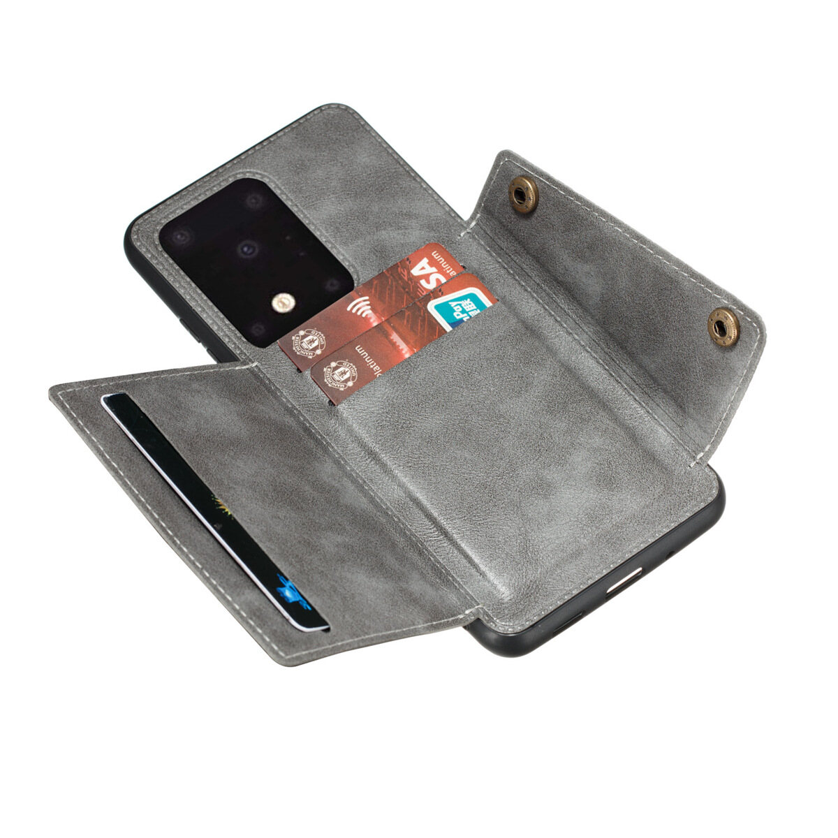 for Samsung S20+ S20 Plus Ultra S20FE Leather Case Multiple Folio Flip Cover Wallet Back Case Shell, can work with Car Mount, Hidden ID Credit Card Slot Holder, Retro Metal Button Clasp, Stand Support