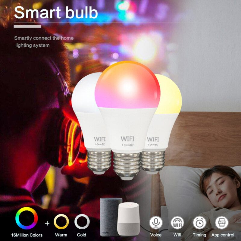 RGB Điều Chỉnh Được Độ Sáng Đèn Thông Minh E27 22 Bóng Đèn LED Tương Thích Với Amazon Alexa Google Nhà