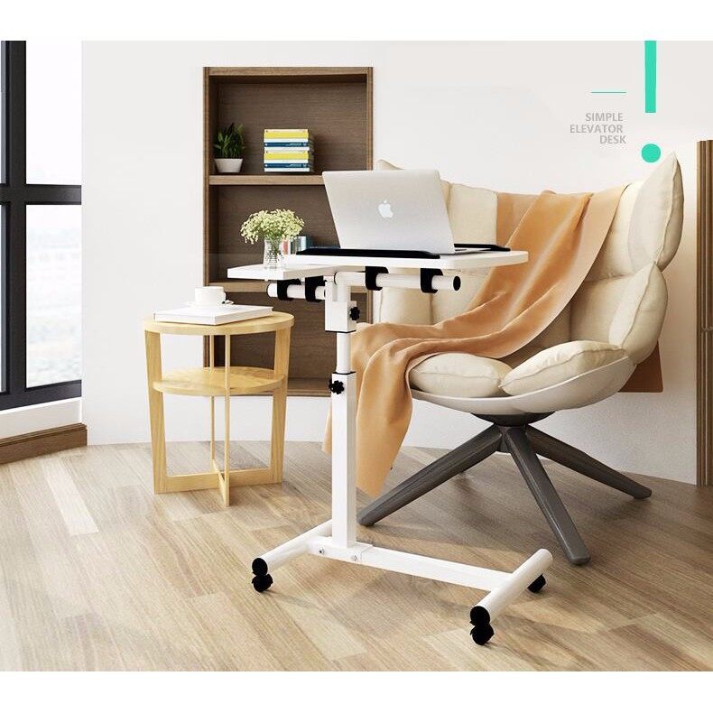 Bàn laptop đa năng di động 1 chân T01 có bánh xe 60x40cm
