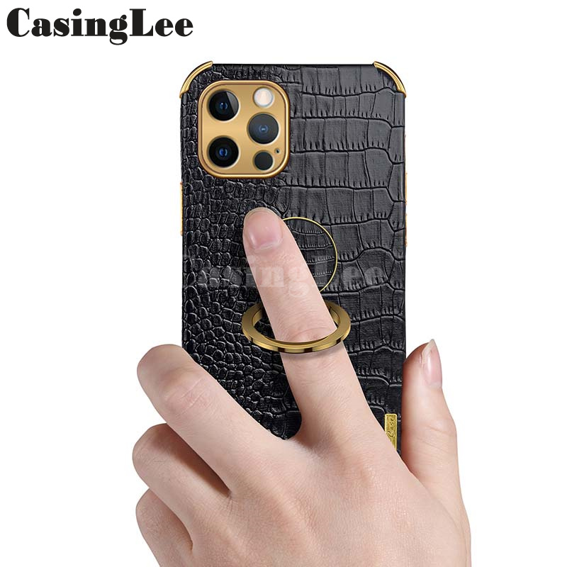 For Realme C51 Case Soft Crocodile Pattern Texture Leather Handphone Shockproof adsorb Ring cover For Realme C51 Back Cover Phone cases