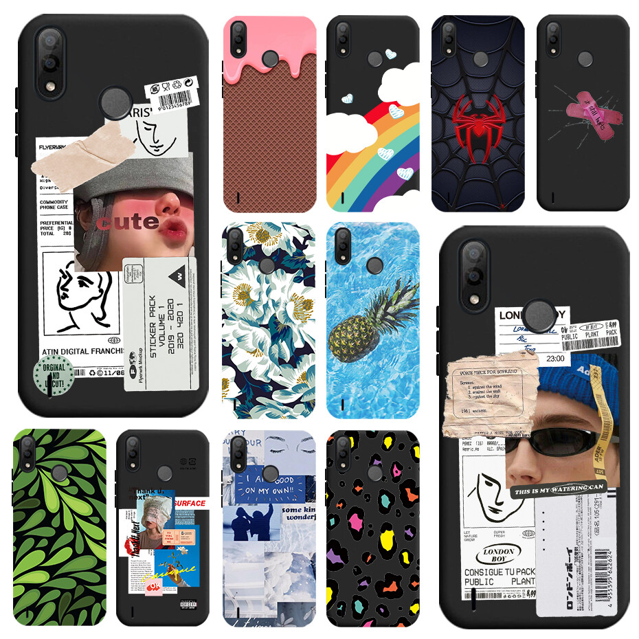 ITEL P33 Plus Phone Case Soft Silicone Fashion Art Label Black Painted Back Cover For ITEL P33 Plus Casing