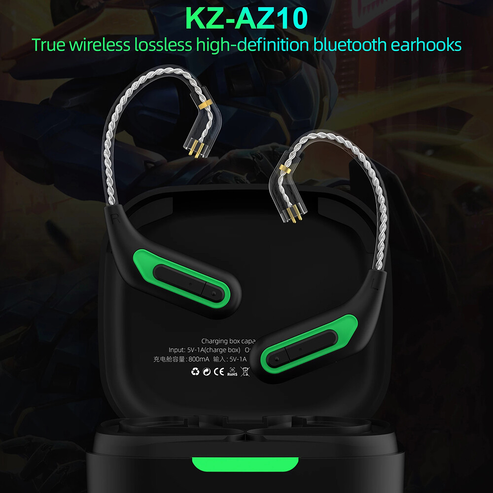 KZ AZ10 Wireless Earphone Replacement Module Upgrade Bluetooth 5.2 HiFi Lossless Earhook Noise Cancellation Professional Sports Headset Replaced Cable Three Frequency Balanced Super Sound Field Gaming Headset Hook For KZ ZSN Pro ZEX Pro DQ6 ZAS