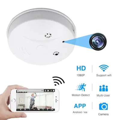 1080P Mini Wifi Camera Smoke Detector Ceiling Wireless Camera Motion Detection Home Security Video Surveillance Remote Monitor