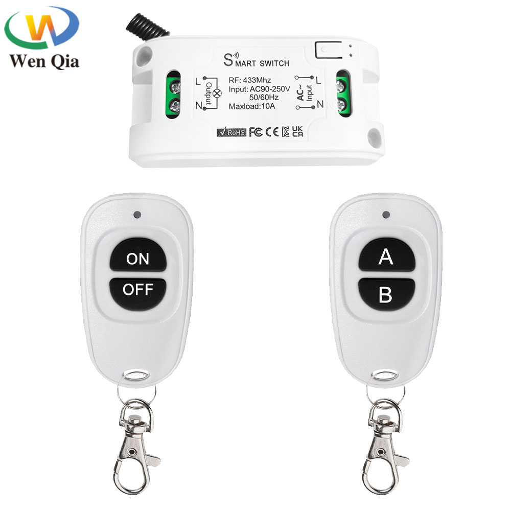 WenQia 433 MHz RF Universal Wireless Remote Control Switch AC 110V 220V 1CH Light Switch Relay Receiver Transmitter for Led Fan Lamp