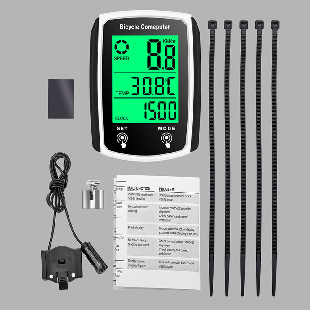 LIXADA Wired Bike Computer LED Digital Bicycle Speedometer Odometer Touchscreen Cycling Computer Waterproof with Backlight for Mountain Road Bike