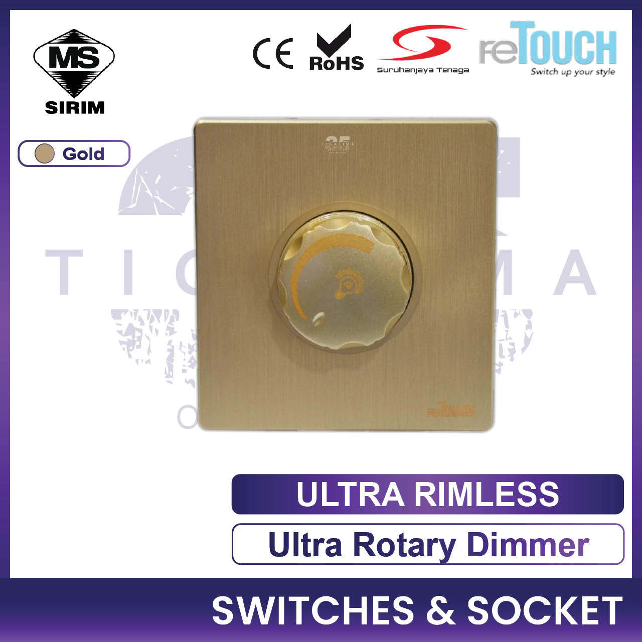 [SIRIM] RETOUCH ULTRA RIMLESS 16A Wall Switches & Sockets Multiple GANG