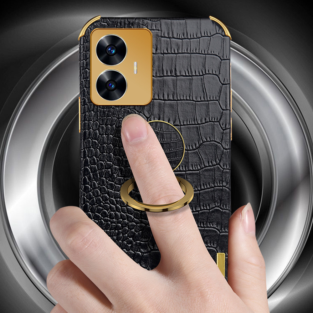 For realme c55 4g plating camera shockproof leather realme c55 case car holder silicone cover realmy c55 c 55 55c realme c55 fundas