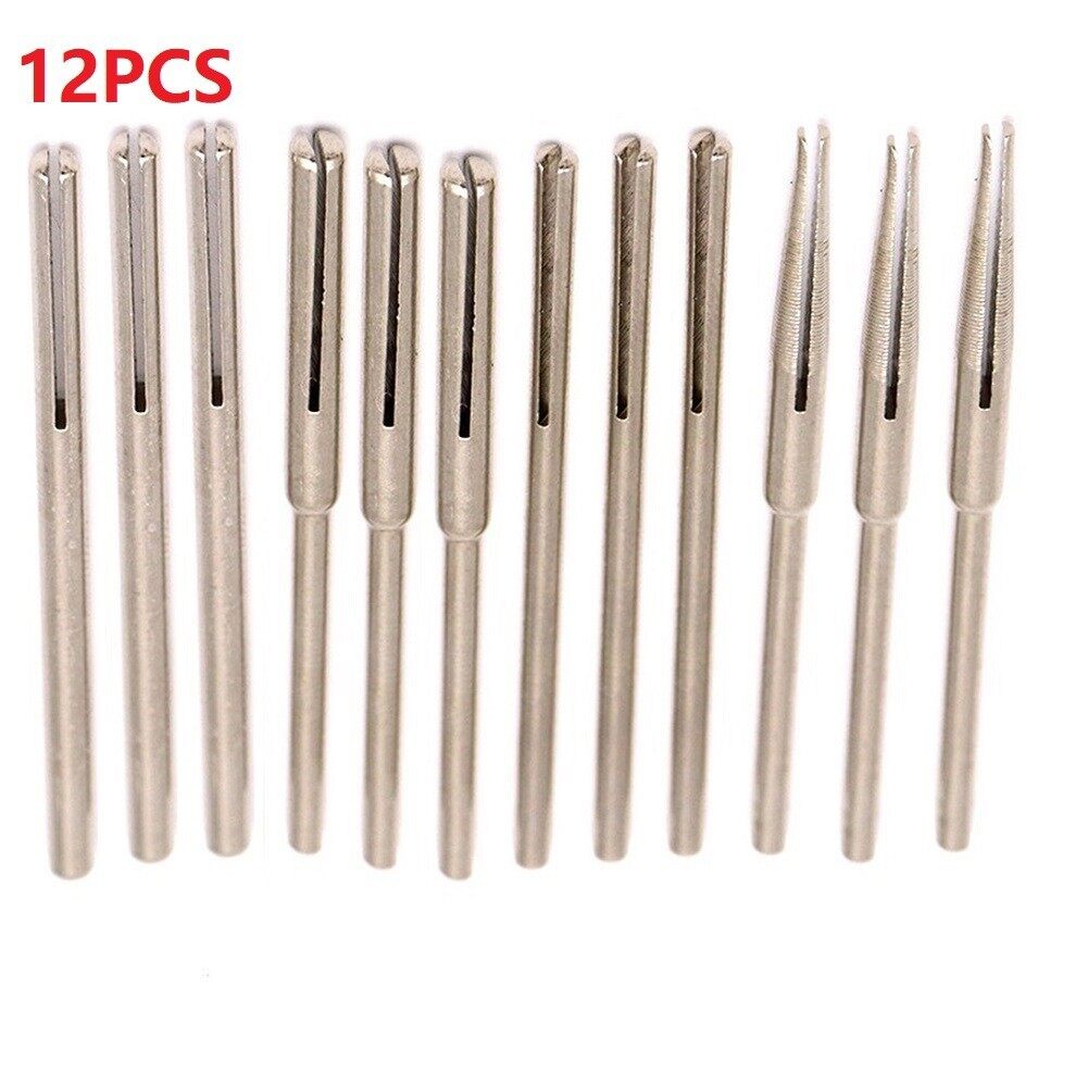 12PCS Sandpaper Clamps 2.35mm/3.0mm Chuck Shank Sandpaper Abrasive Straight Split Mandrels Clip Type Rotary Tool Long Abrasive Holder Clip Rod