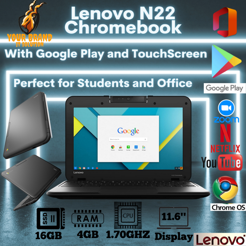 Lenovo N22 Chromebook 6th Gen – 4gb ram 16gb Storage – Rotateable Camera – Playstore Supported Malaysia