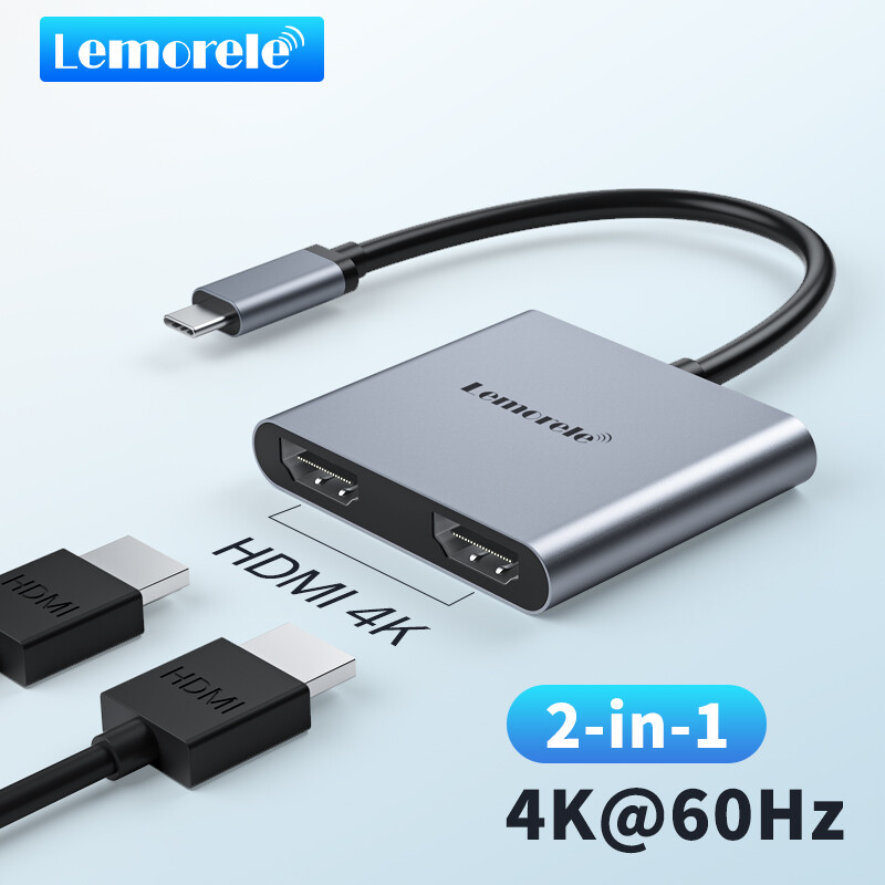 Lemorele TC21 USB C-to-dual HDMI adapter 4K60Hz C-type HDMI
