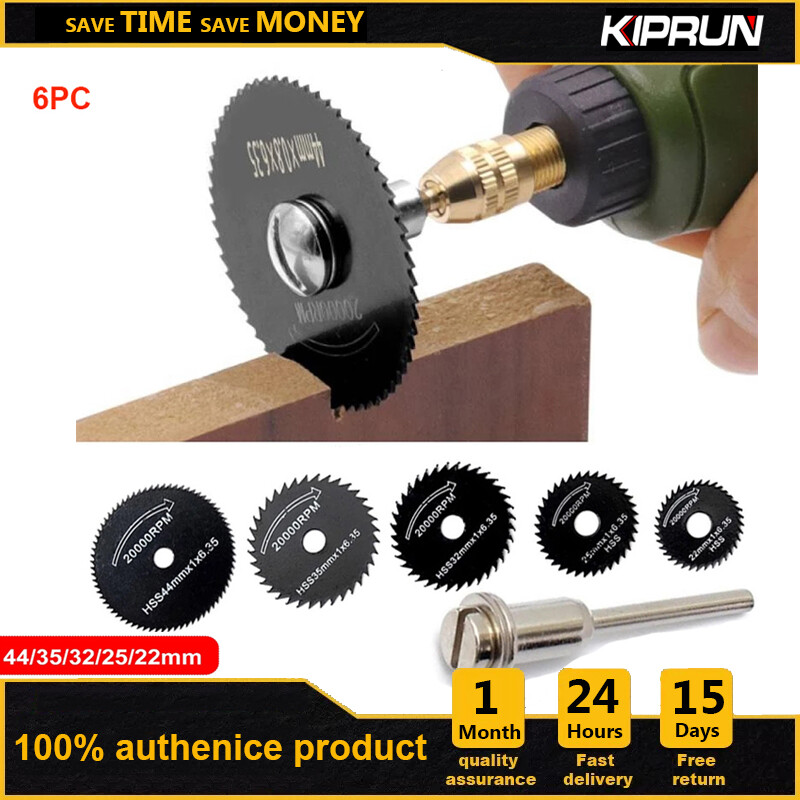 Kiprun 6pcs mini hss circular saw blade rotary tool for dremel metal cutter power tool wood cutting discs drill mandrel cutoff 22-44mm
