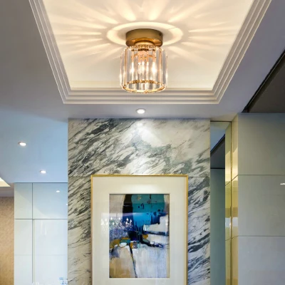 Modern Ceiling Light Fixture Mini Crystal Chandelier Flush Mount Lighting for Hallway Bar Kitchen Dining Room Corridor