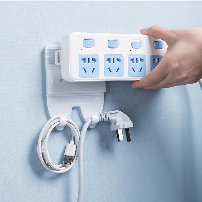 1PCS Wall-Mounted Sticker Punch-free Plug Fixer Home Self-Adhesive Socket Fixer Cable Wire Organizer Seamless Power Strip Holder