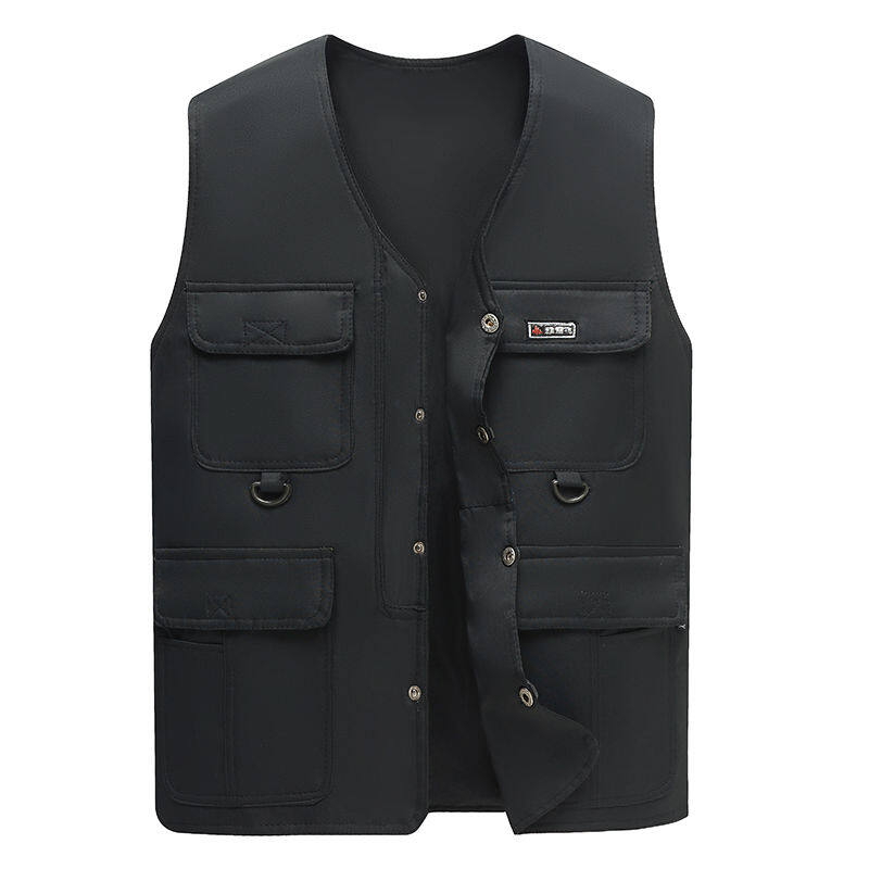 Valazo Spring, summer and autumn middle-aged and elderly vest men's multi-pocket large size loose vest outdoor leisure fishing vest dad suit