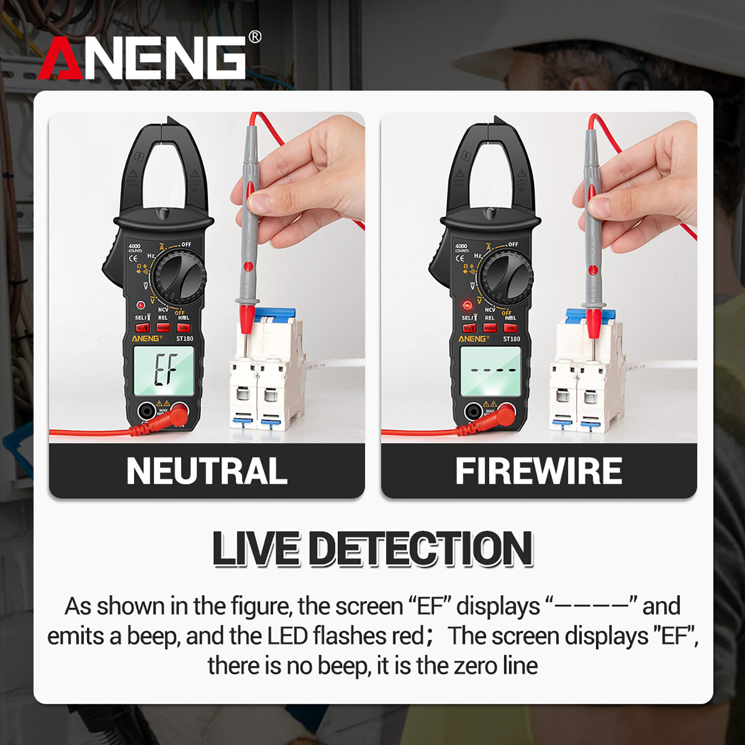 NANWEI ANENG ST180 4000 Counts Digital Clamp Meter Multimeter Voltmeter Ammeter AC DC Voltage Meter NCV Tester Universal Meter Tester Current Clamp Tester -30~1000°C Temperature Resistance Capacitance Frequency Diode Measurement