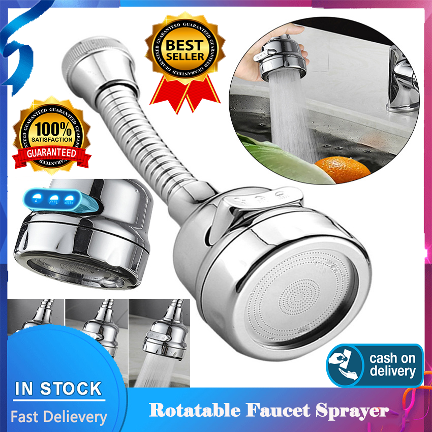【In Stock+High Quality】TTLIFE 3 Modes Movable Tap Kitchen Faucet Head 360° Rotatable Faucet Sprayer Head Replacement Anti -Splash Tap Booster Shower and Water Saving Faucet for Kitchen,Three Modes:Pulse,Shower + Pulse,Shower