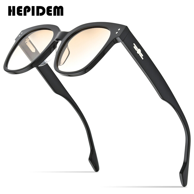 HEPIDEM Acetate Round Sunglasses Retro Men 2022 New Big Oversize Gentle Fashion Brand Designer Sun Glasses for Women Vintage GM Mirrored Korean Style