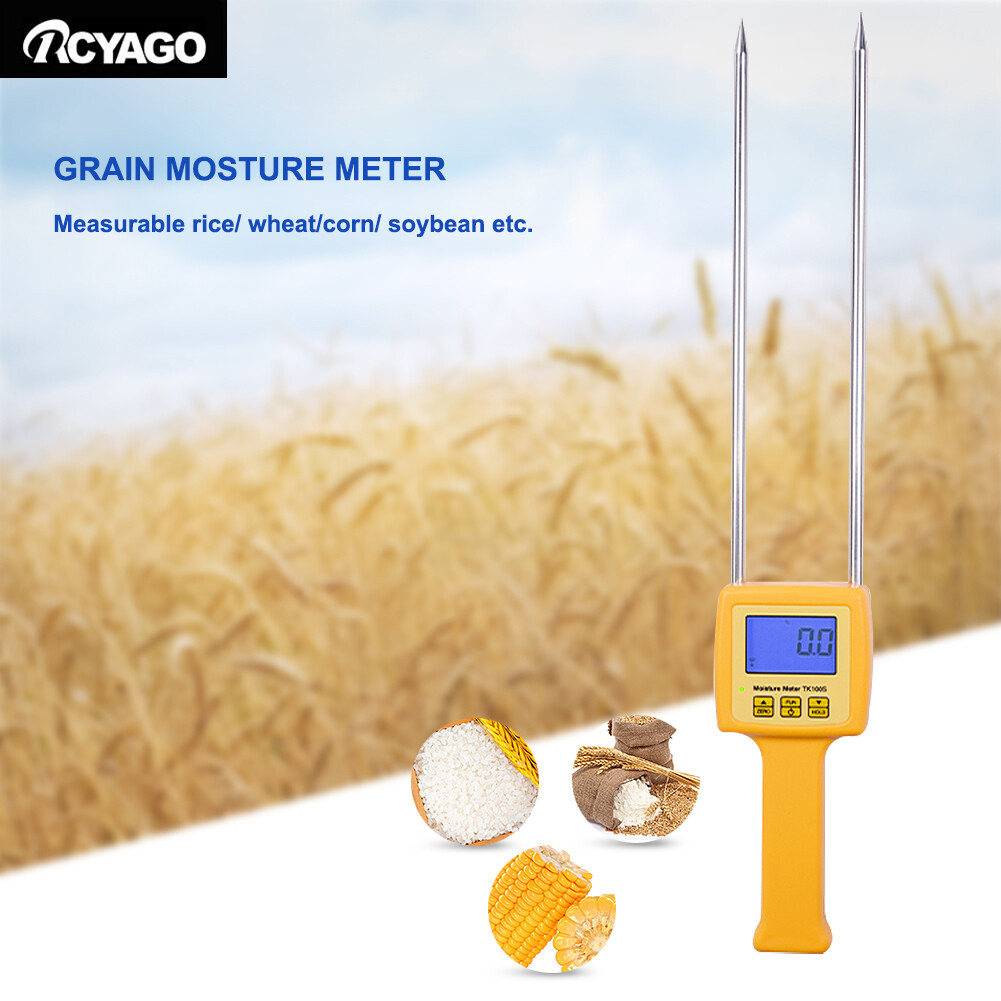 Rcyago tk100s digital portable grain moisture meter atc 5~35% humidity tester 0.5% accuracy grain hygrometer for rice/ wheat/corn/ soybean