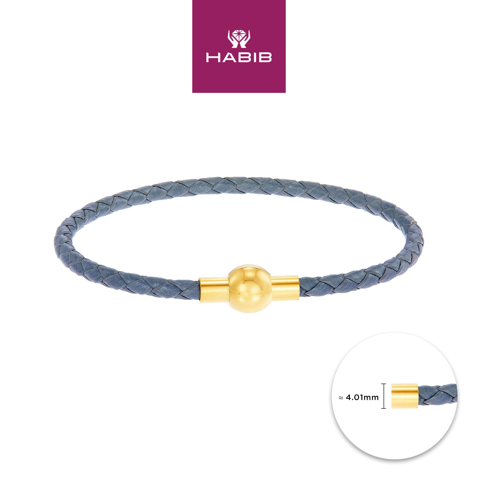 Leather Bracelet Habib Jewel Bracelet HABIB Leather Bracelet (Grey