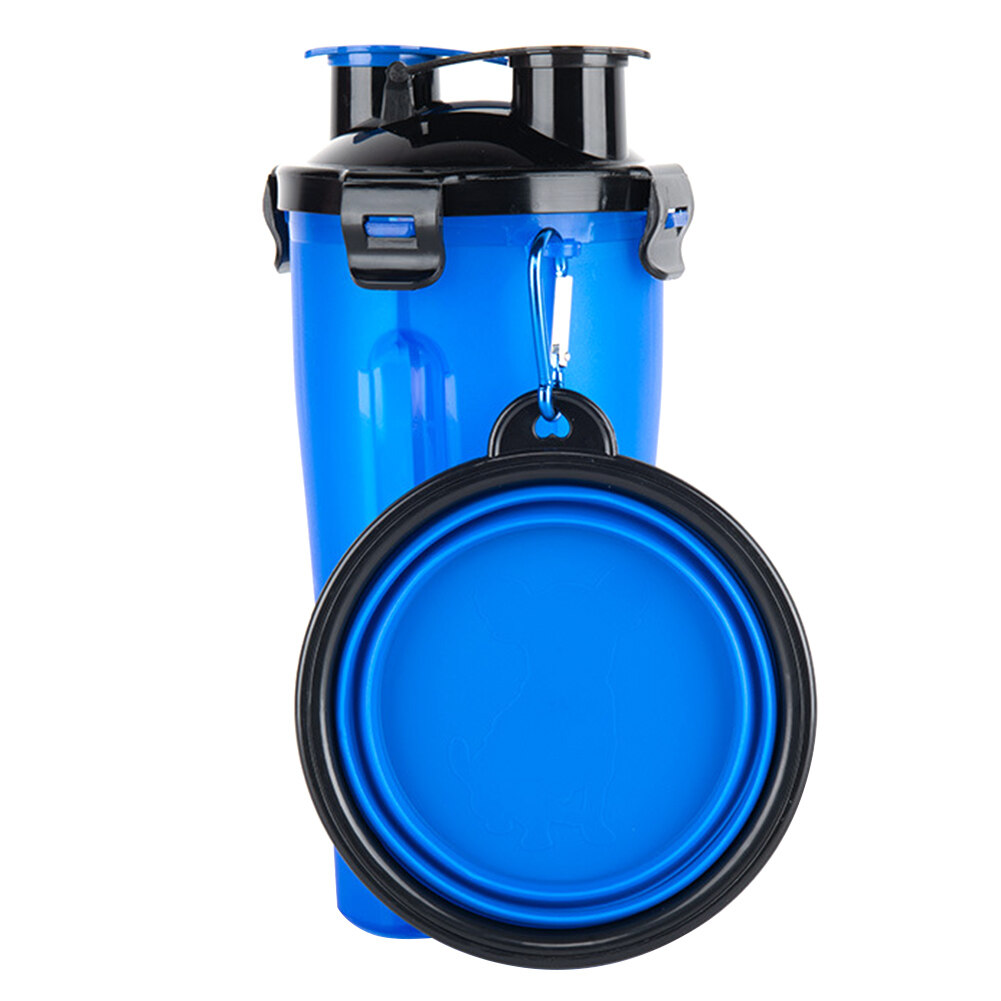 Portable Pet Water Bottle And Food Container For Travel 2in1 Dual
