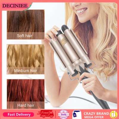 Gold Egg Roll Hair Curling Iron Ceramic Hair Styling Tools 25/32mm Triple Barrel Electric Hair Curler Wave Roll Wand Curler Iron