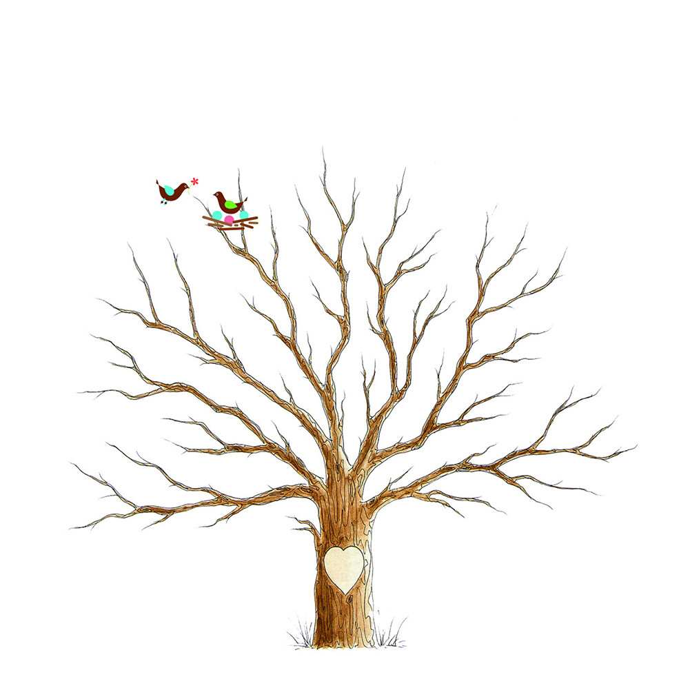 Goodbro Wedding Fingerprint Tree Painting Guest Book Alternative DIY Signature Canvas