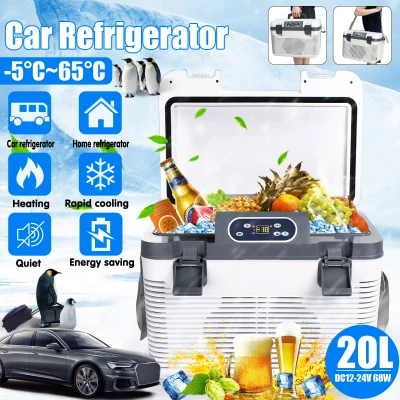 【Dual-use】(20L) Portable Fridge Cooling and Warming Car Home Refrigerator Mini Freezer Portable Refrigerator Cooler Warmer for Travel Camping AC 220V DC 12/24V