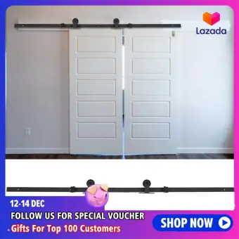 6 6ft Top Mounted Black Sliding Barn Door Hardware Easy Install