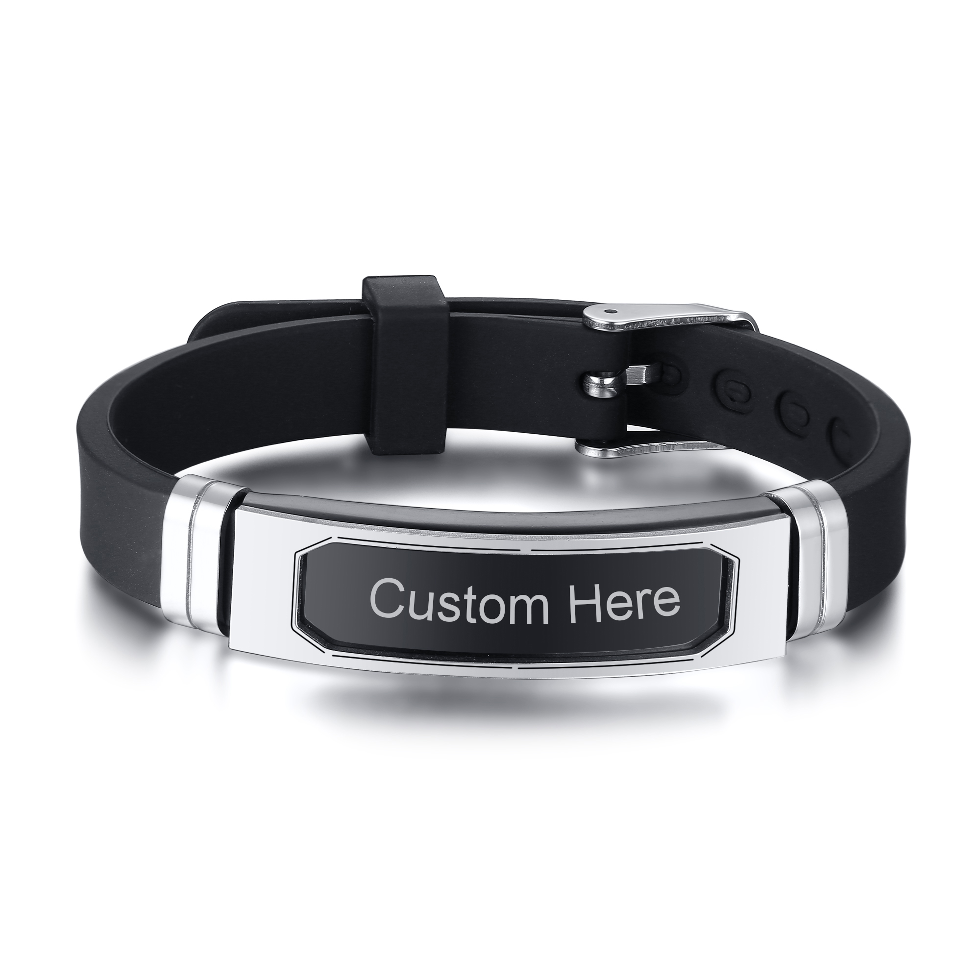 VNOX Personalized Inspirational Bracelet For Men - Adjustable Rope With Lava Stone & Engraving