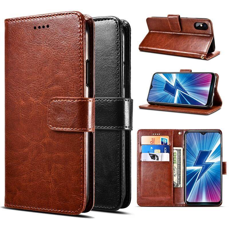 For Vivo U10 Case, Premium PU Leather Flip Magnetic Wallet Phone Case Cover with Kickstand Card Slots & Hand Strap Protective Casing