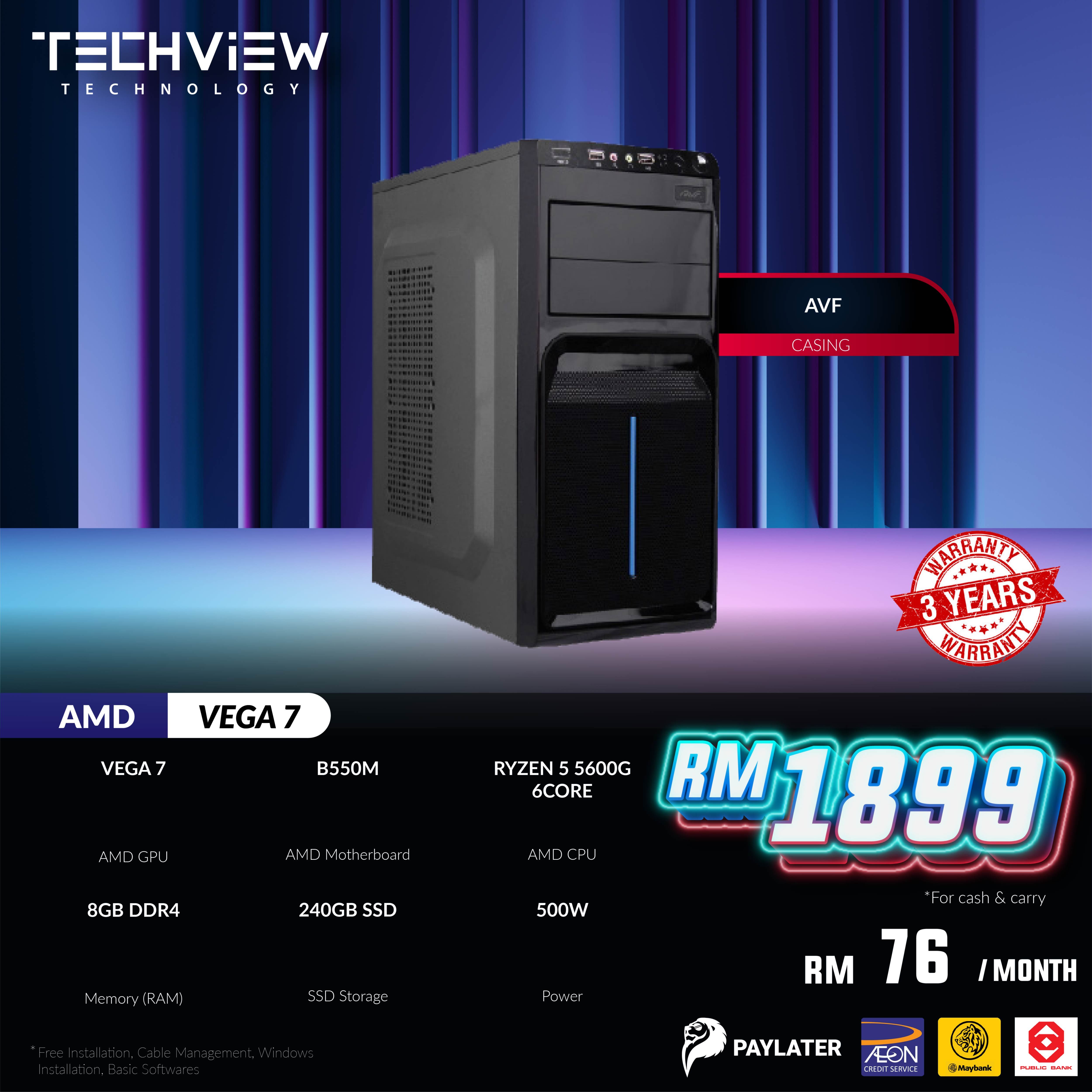 TECHVIEW GAMING PC AMD RYZEN 5 5600G GPU VEGA 7 PROMOTION PACKAGE | Lazada